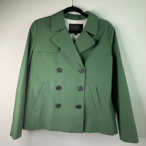 J Crew NEW olive green swing poplin trench coat 6 - Picture 4 of 8